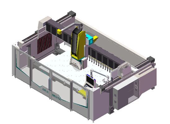 5 축 CNC 라우터 20kW BT40 스핀들 정밀 돌 절단용 5 축 동시 제어 및 하이브리드 테이블 디자인